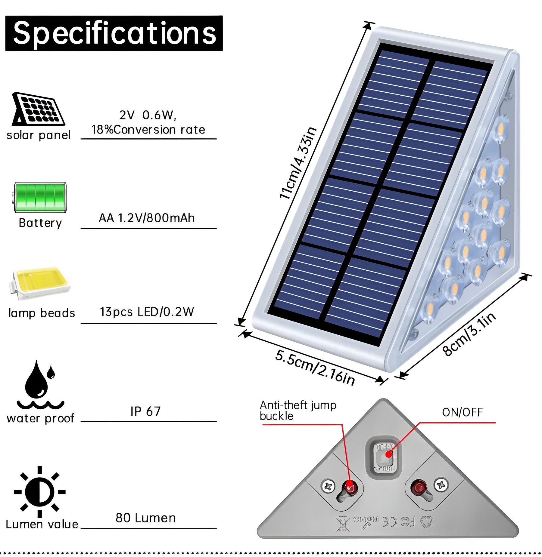 Set of 2 Stylish Solar Garden Step Lights for Outdoor Spaces