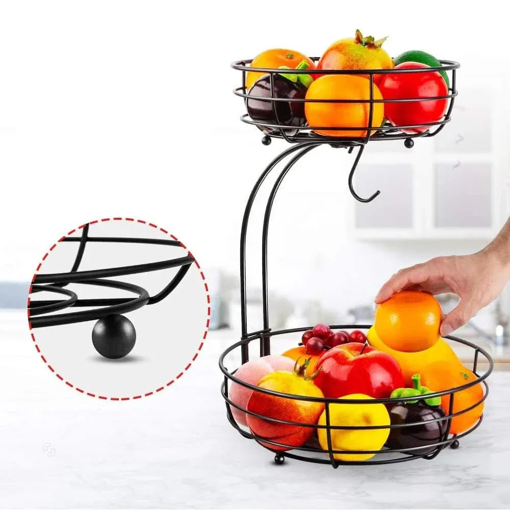 Two-Tier Kitchen Fruit Basket for Storing Fresh Produce