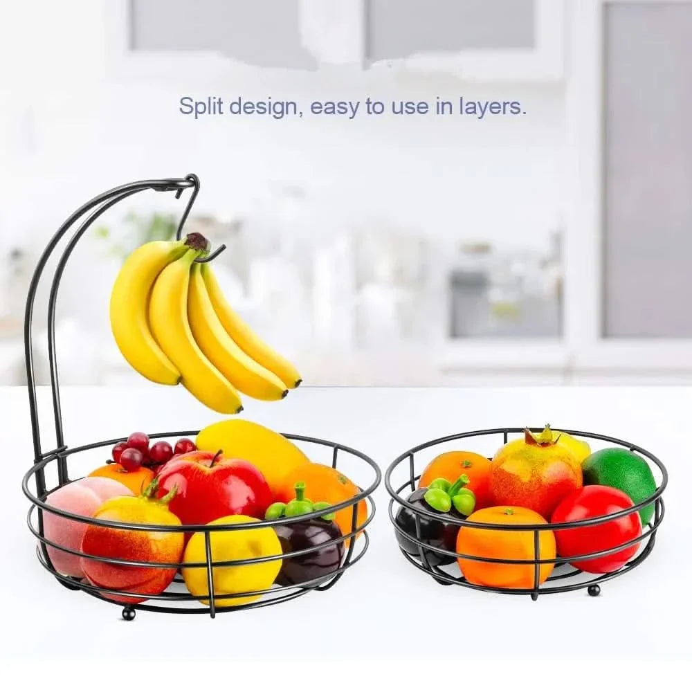 Two-Tier Kitchen Fruit Basket for Storing Fresh Produce