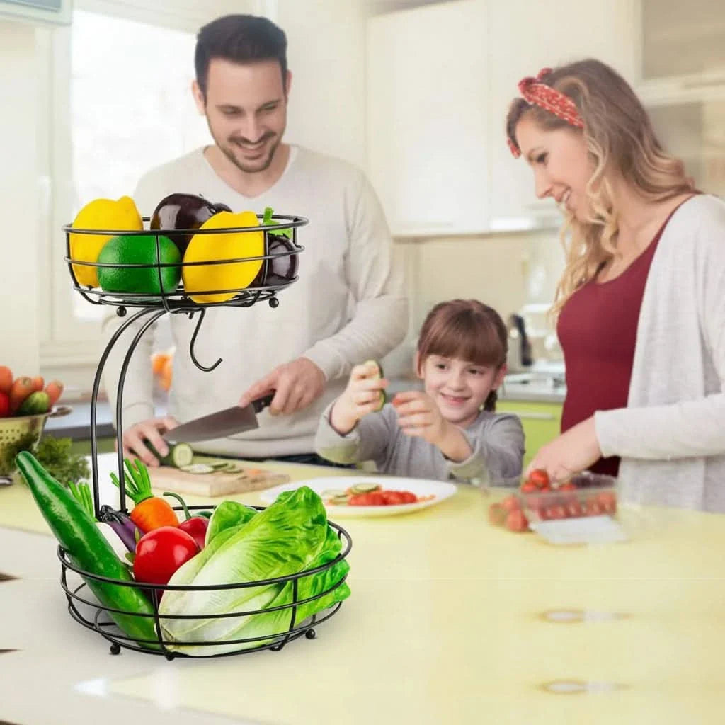 Two-Tier Kitchen Fruit Basket for Storing Fresh Produce