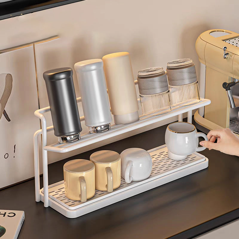 Dual-Tier Stainless Steel Dish Drying Rack with Drain Tray