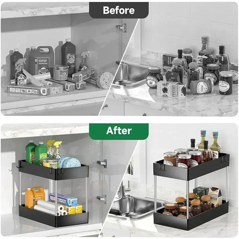 Under Sink Storage Organizer – 2-Tier Design for Easy Access