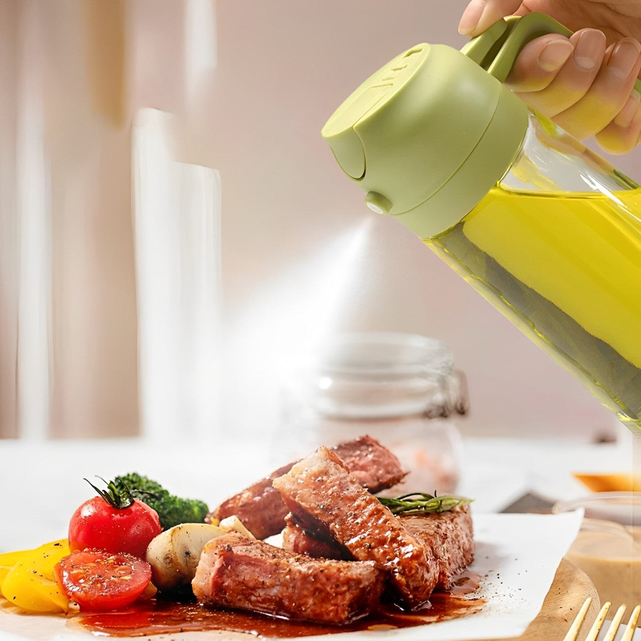 Dual-Function Oil Pourer & Sprayer – Ideal for Cooking & Grilling