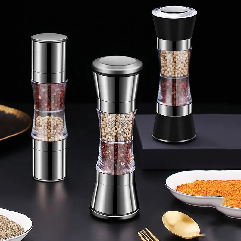 Dual-Function Stainless Steel Spice Dispenser with Adjustable Grind