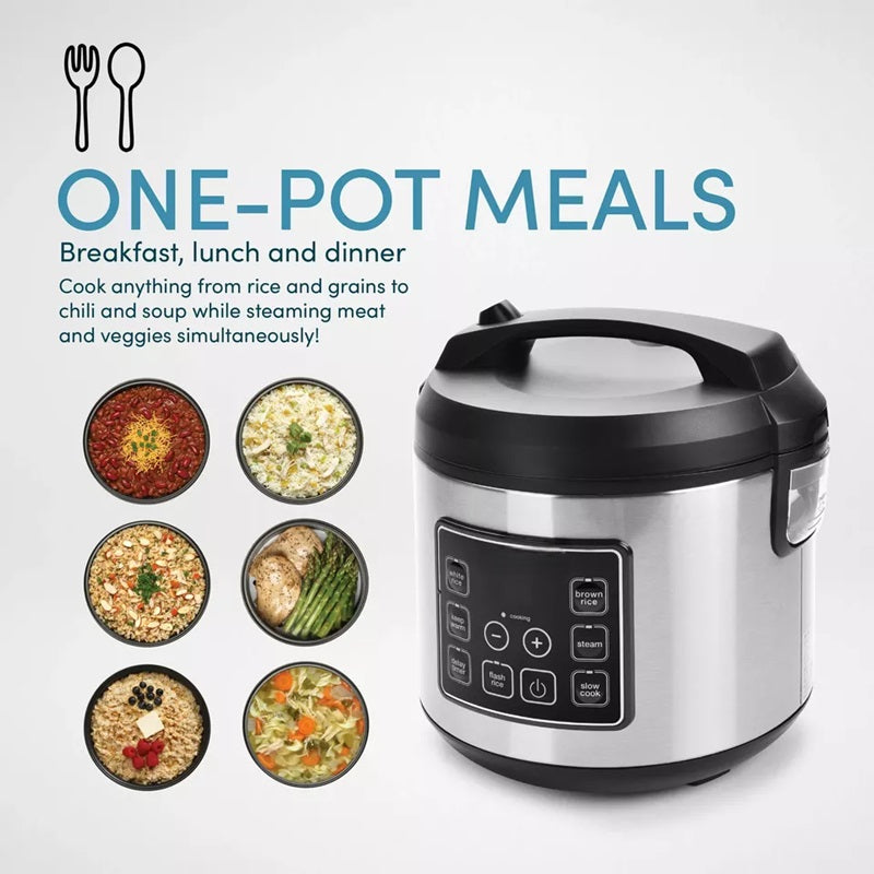 Stainless Steel 20-Cup Smart Rice Cooker with Steamer