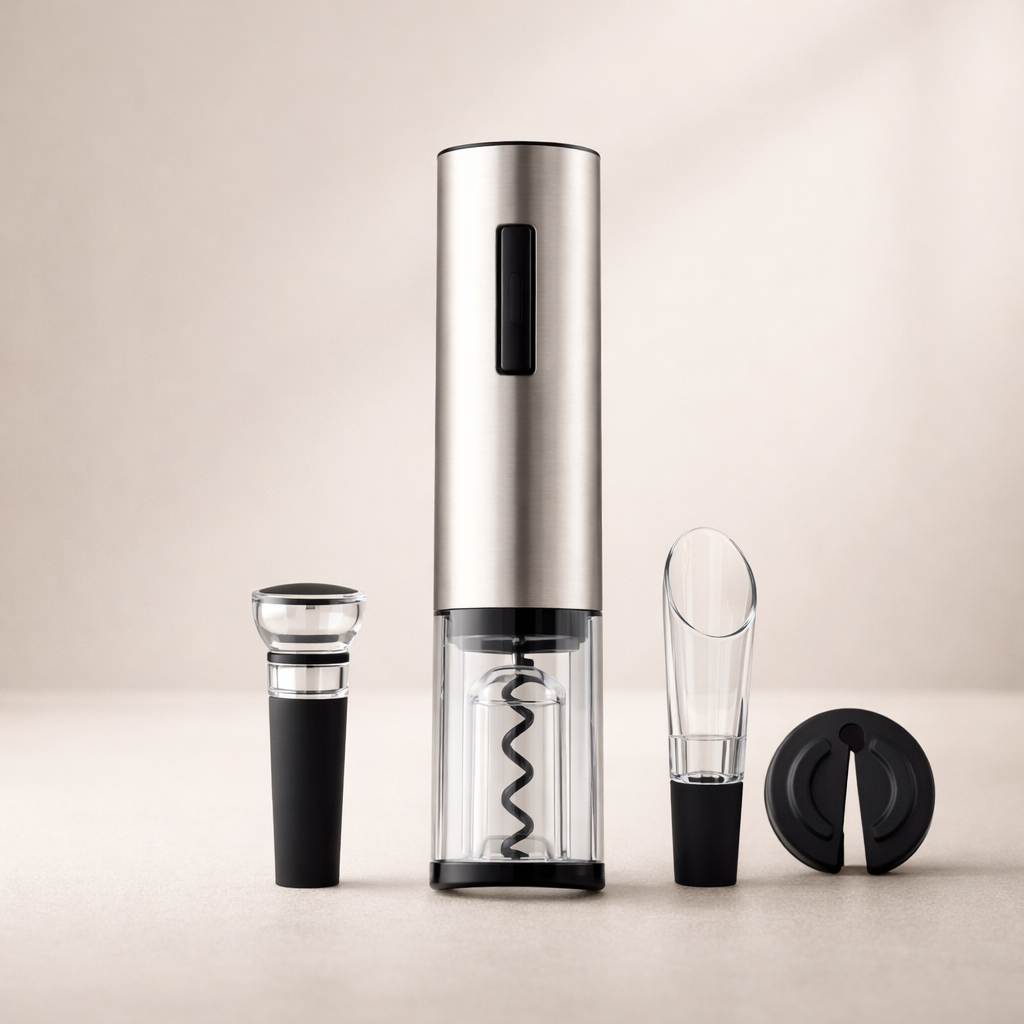 Rechargeable Electric Wine Opener Kit with Pouring Spout & Stopper