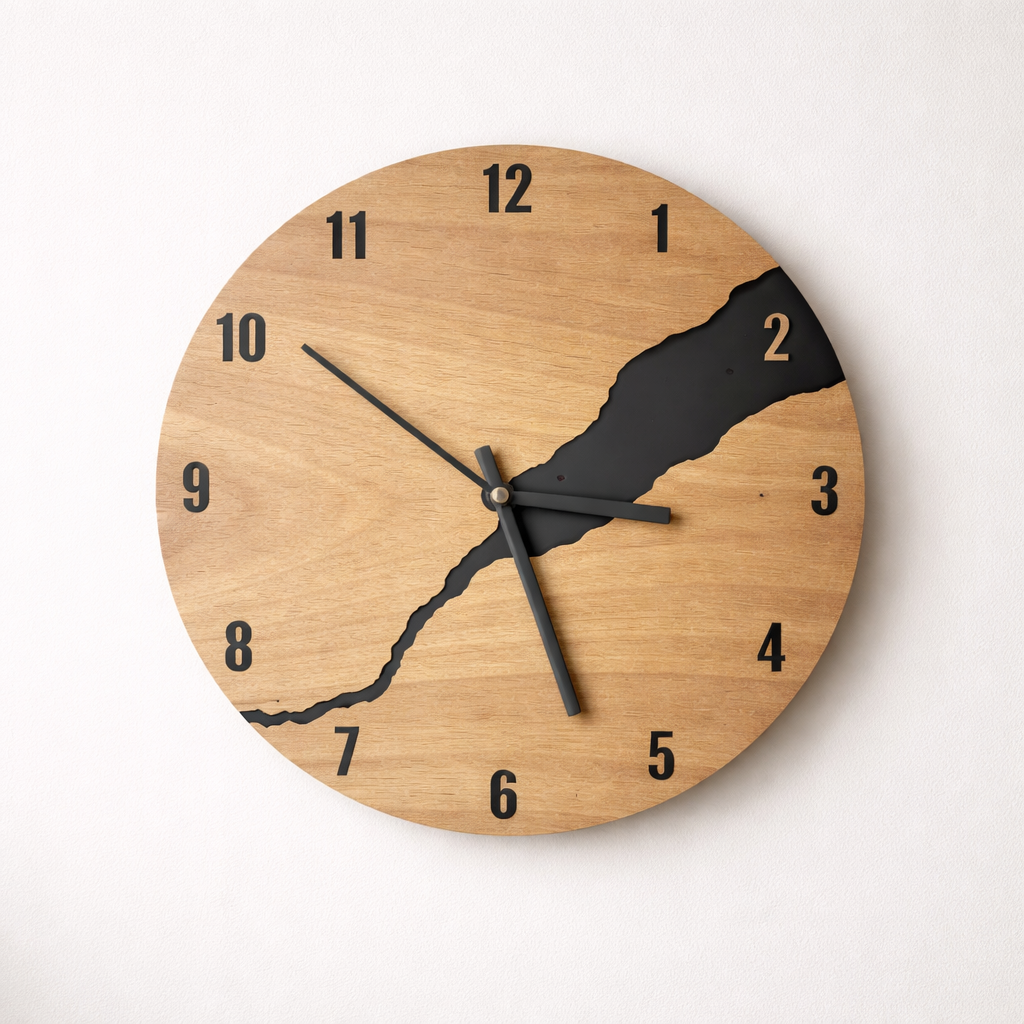 Elegant Square Wooden Wall Clock - 30 x 30 cm with Custom Dials
