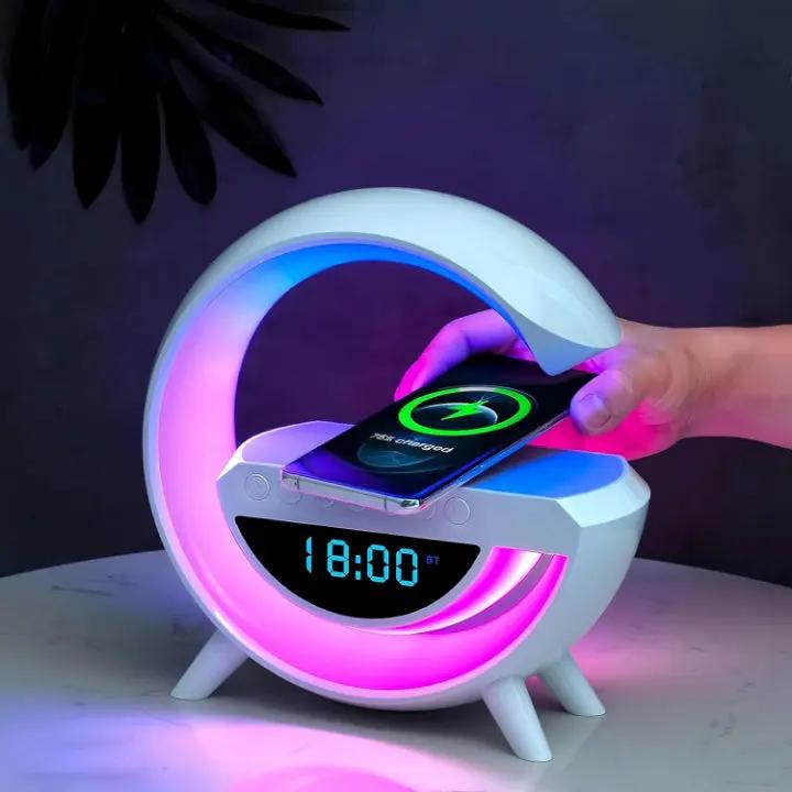 LED Clock Lamp with Alarm, Bluetooth Speaker & Wireless Charging Function