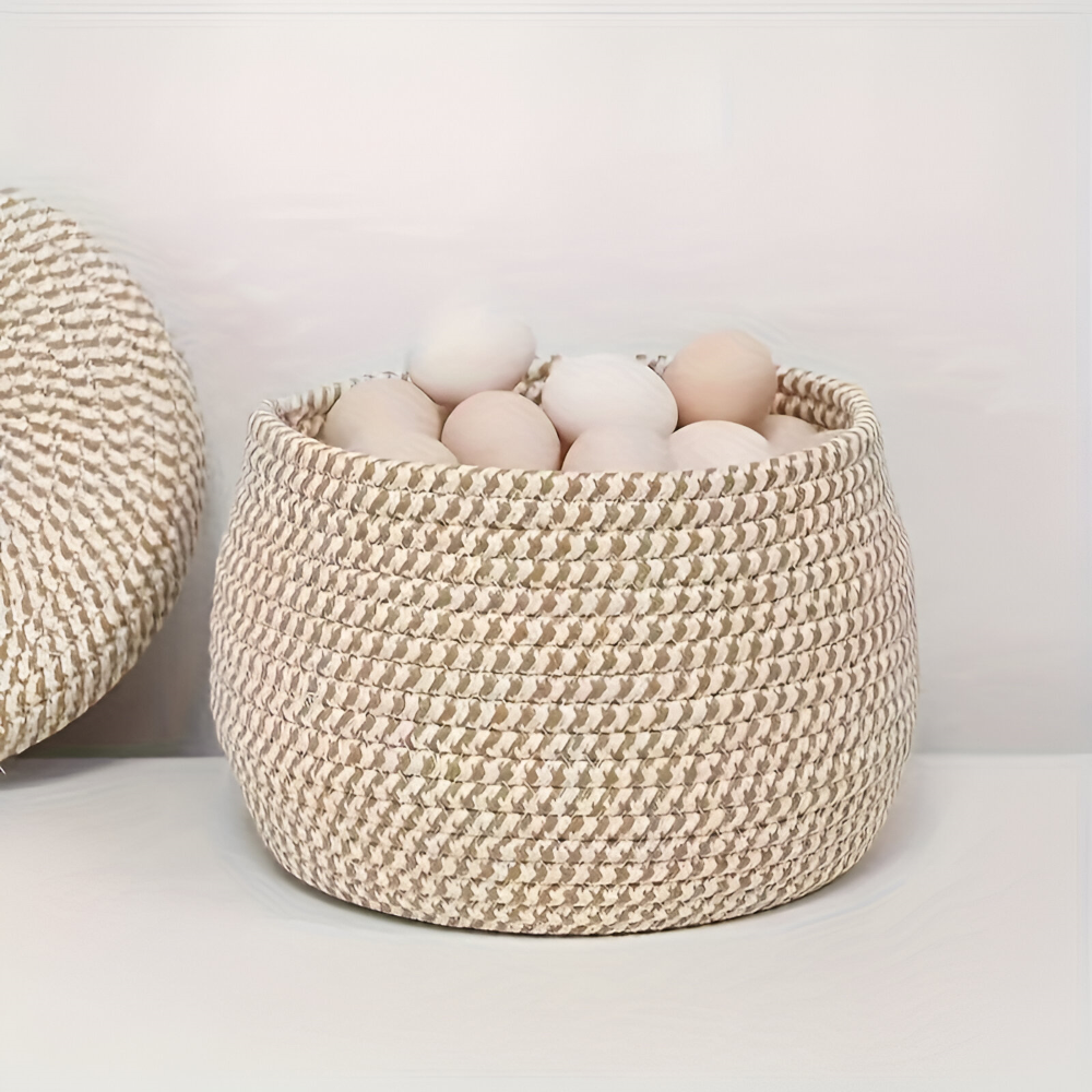 Handwoven Storage Basket | Round Wicker Basket | Boho Vibes | CasaWeave