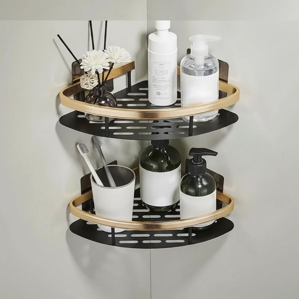 Aluminum Wall-Mounted Shelf Organizer for Bathroom Storage