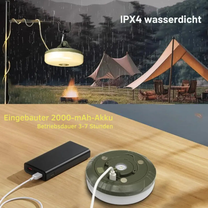 Camping lantern with 10m RGB string lights – mood & security for every trip