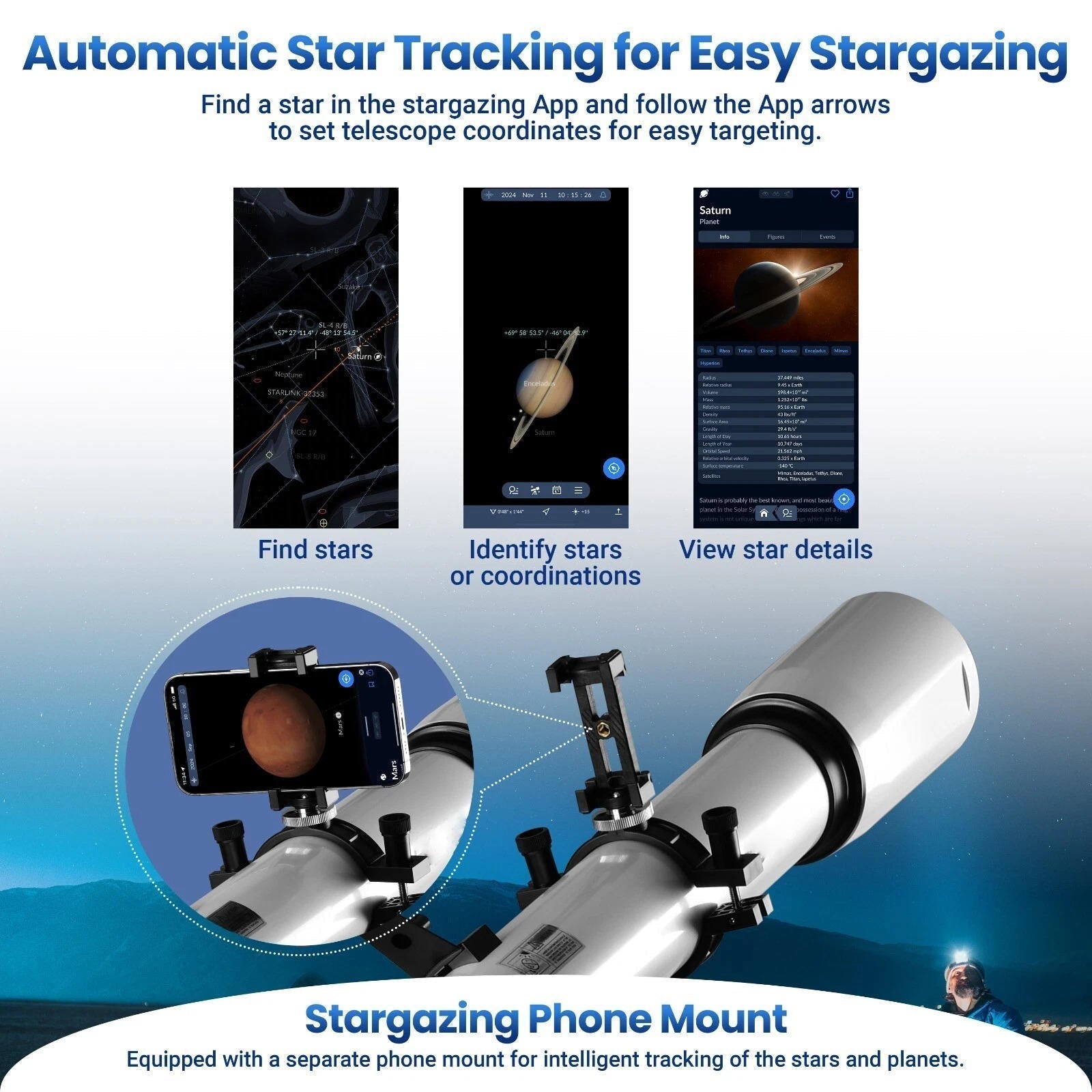 Starlight Explorer 210X Telescope with Tripod & App for Beginners