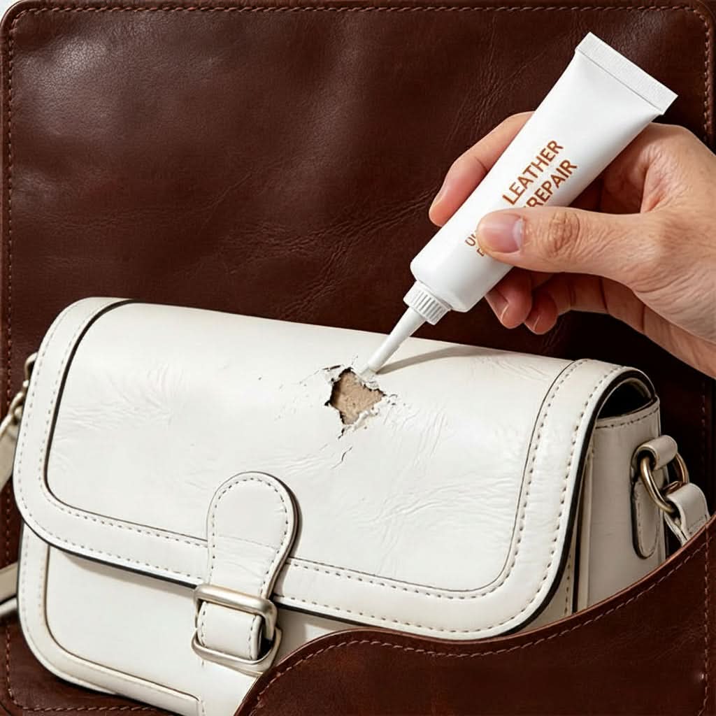White Leather Repair Cream with Brush for Edge Filling