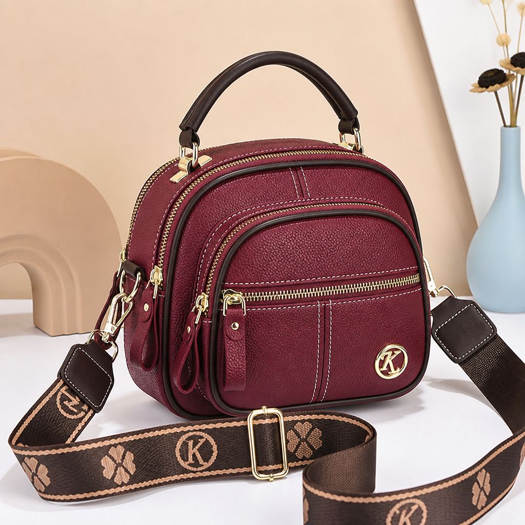 VieraBelle™ – Compact Crossbody Bag with Bold Patterned Strap