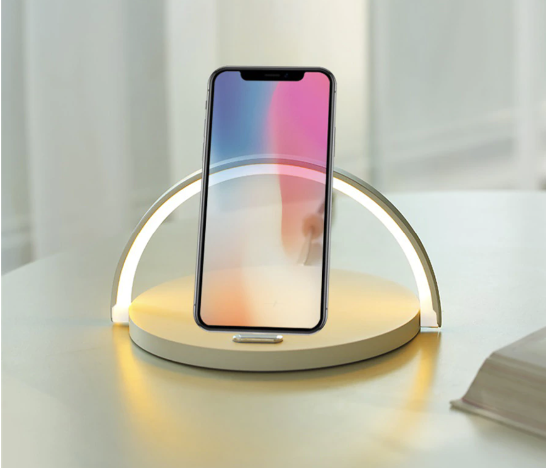 LED Nightstand Lamp Featuring Wireless Charging Pad
