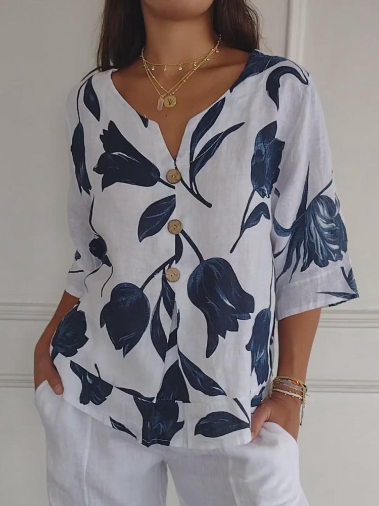 ZephyraLuxe™ Linen V-Neck Top — Remain Cool, Crisp, and Perfectly Poised All Day