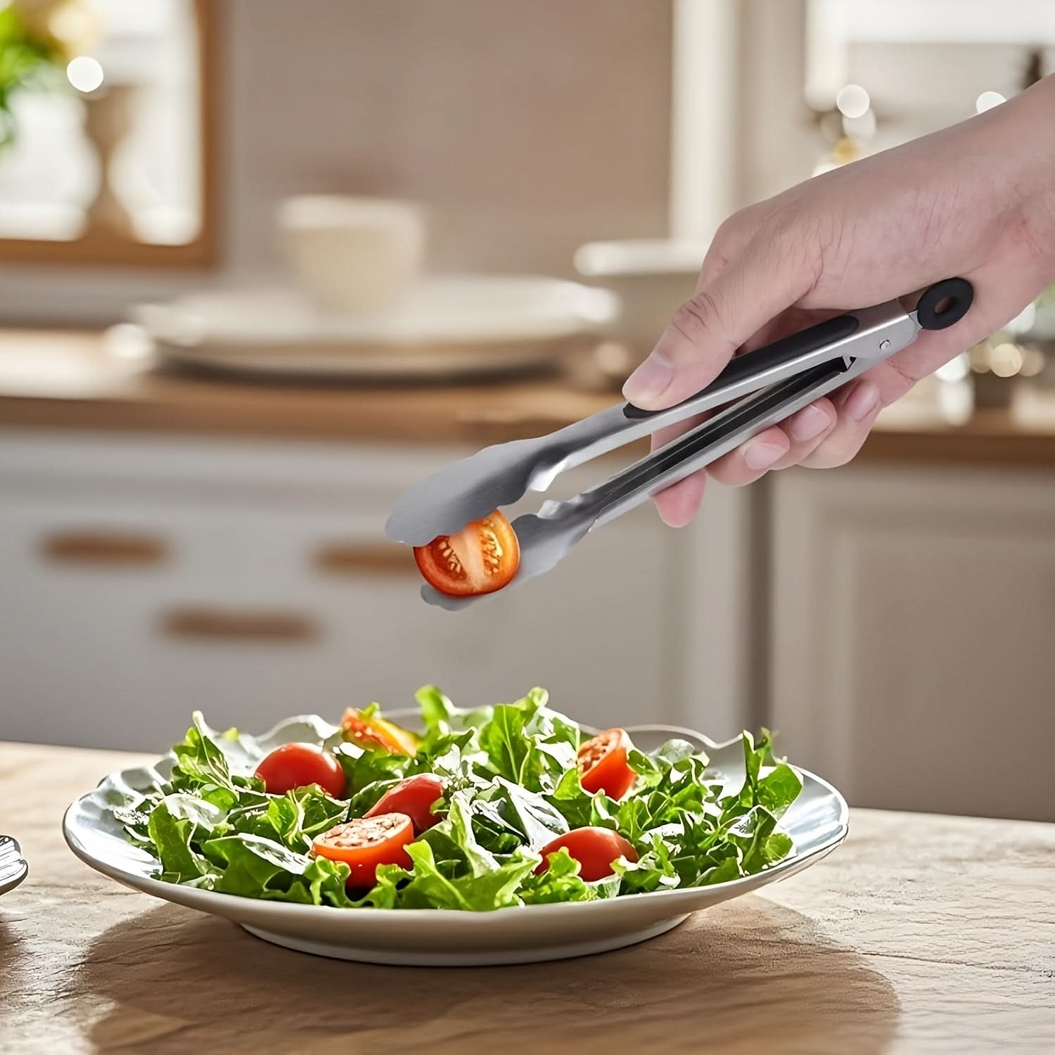 Stainless Steel Kitchen Tongs with Locking Mechanism