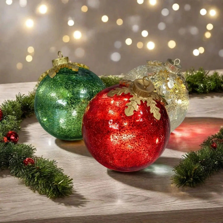 Glass Table Decorations Christmas Set of 3 — Add Sparkling Elegance to Any Table