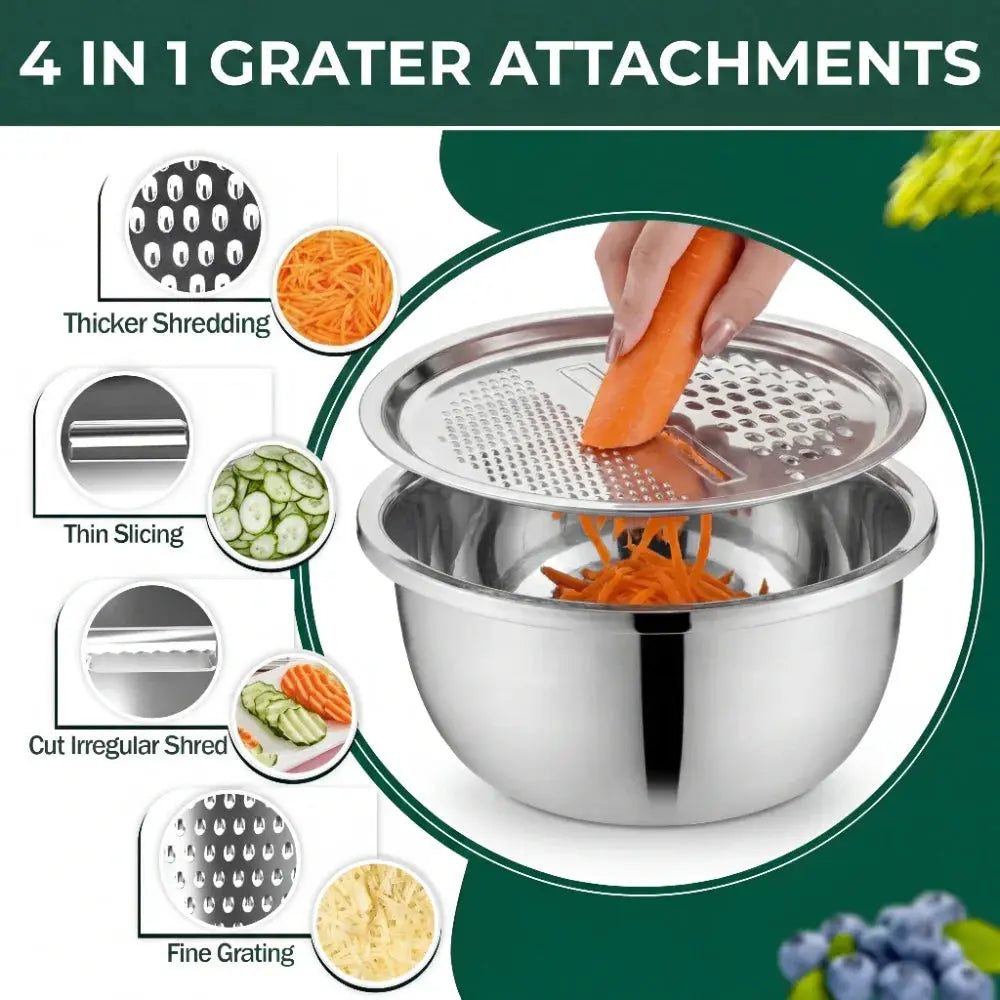 3-in-1 Batter Bowl Set | Integrated Grid and Drainage System | Space-Saving Nesting Design | MultiPrep