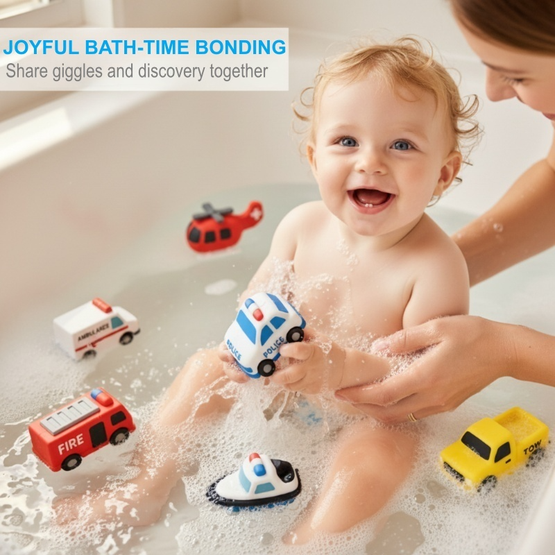 6-Piece Silicone Vehicle Bath Toy Collection