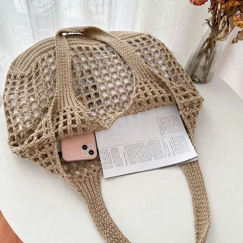 Crochet Beach Tote Bag with Woven Design