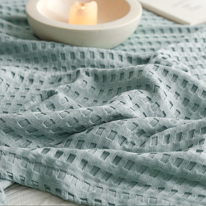 CozyNest – Breathable Waffle Weave Cotton Quilt Blanket
