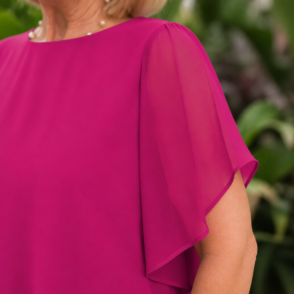 VeloraFit™ – Stylish Asymmetric Chiffon Two-Piece Pant Ensemble