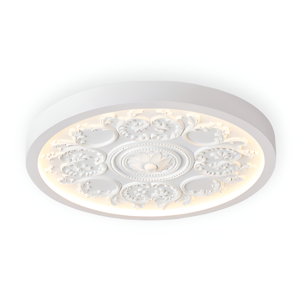 Ceiling lamp with raised floral pattern – Remote adjustable dimming