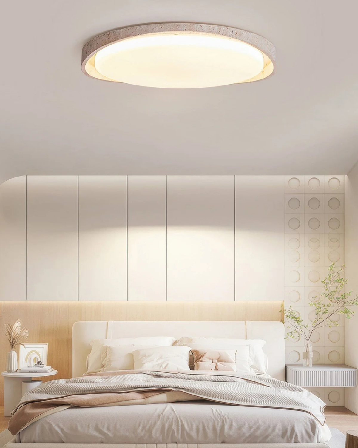 Ceiling Light in Stone Finish – Soft, Even Lighting