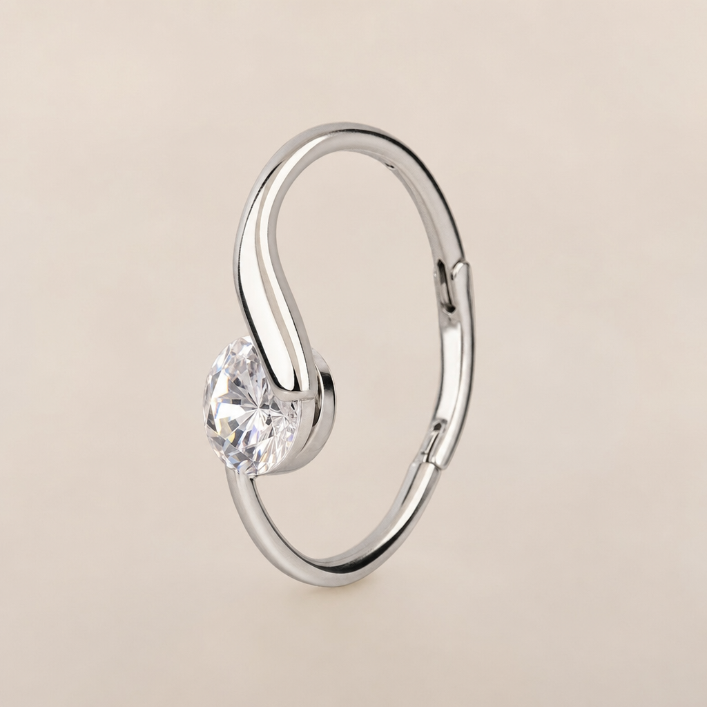 RadianceAura™ – Zircon Hoop Earrings with Floating Design
