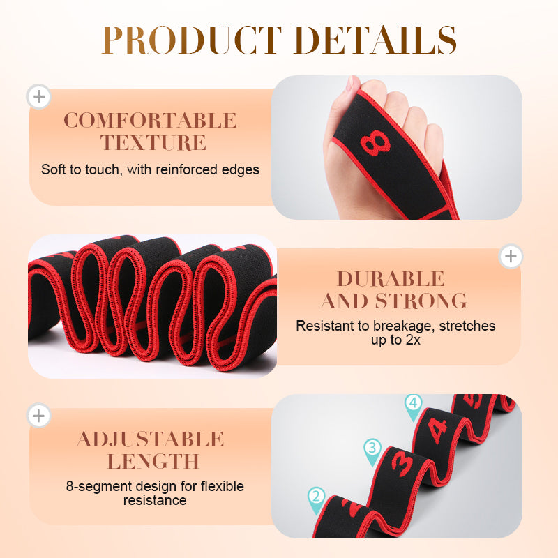 8-Segment Resistance Bands for Stretching, Yoga, and Strength Workouts