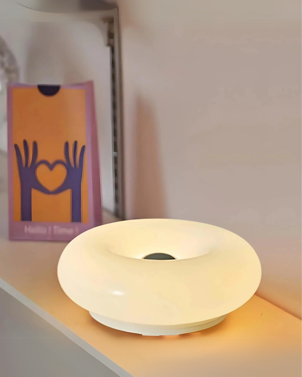 Round Donut-Style Table Lamp with Soft LED Glow