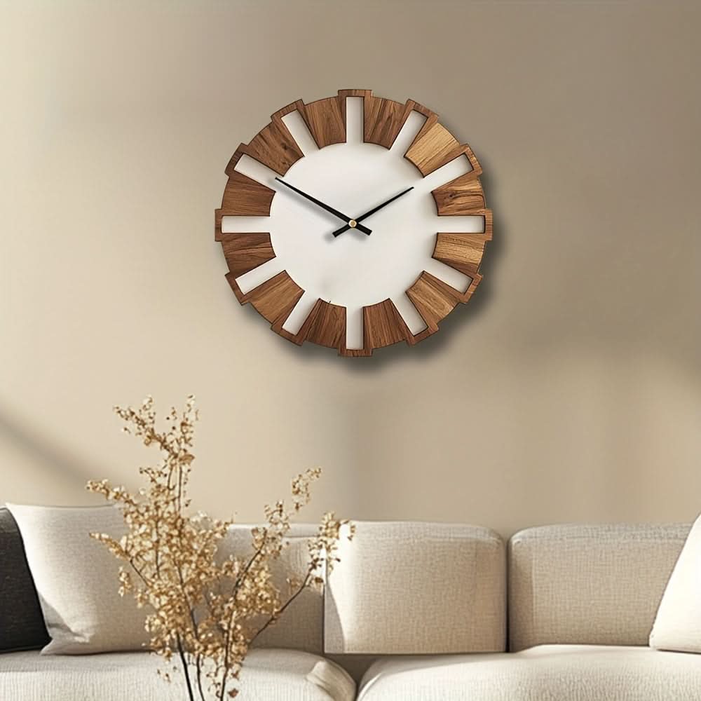 Wooden Wall Clock - Vintage Style with Silent Mechanism