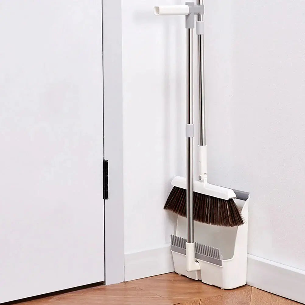 Broom with Dustpan Set | Upright Sweeping, No Bending | Comb-Edged | CleanStand