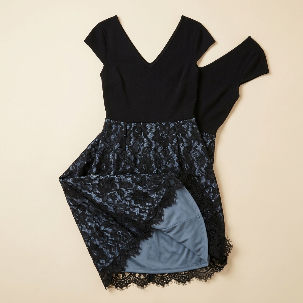 AriaLuxe™ – Lace Midi Dress with V-Neck Wrap Top, Curve-Enhancing Silhouette