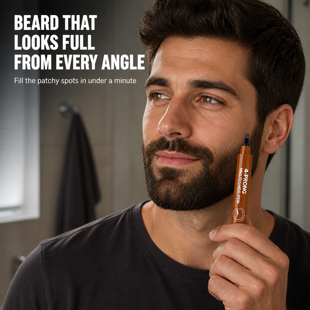 BrowAura™ — Instantly Cover Patchy Beard Areas Using Four Hair-Stroke Tips