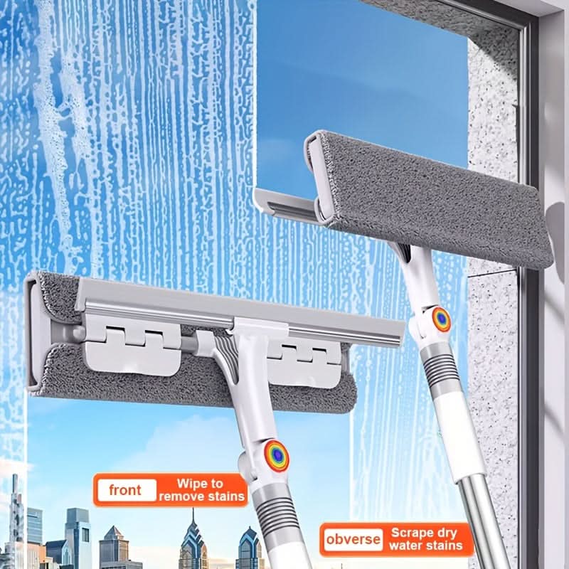 360-Degree Glass Squeegee with Extended Handle for Efficient Cleaning