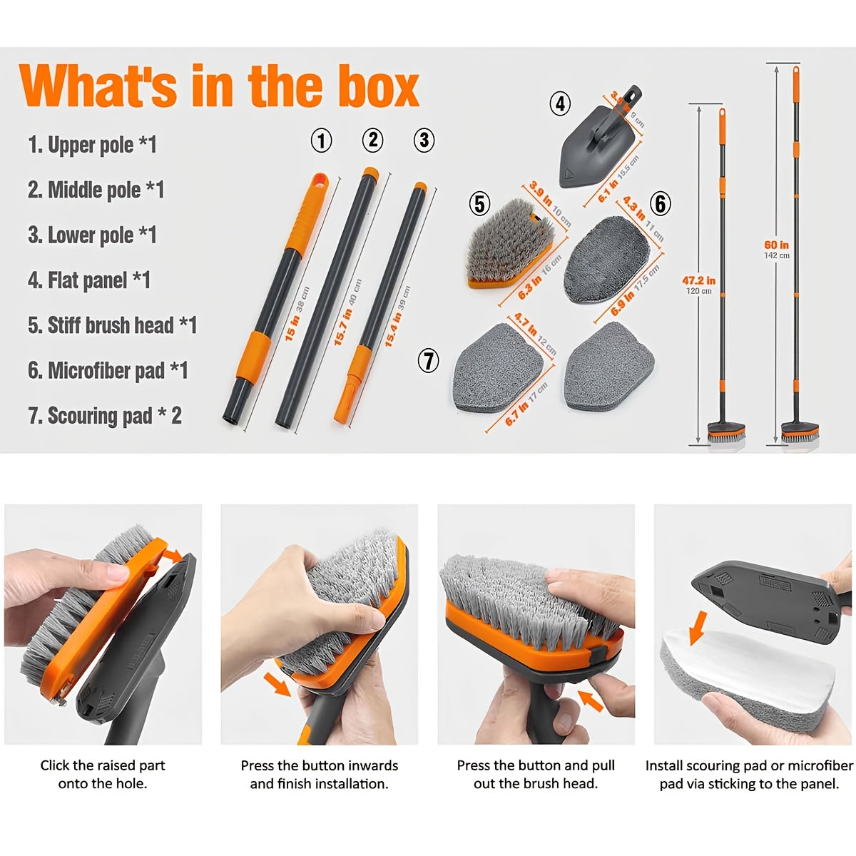 CleanMaster Pro - Versatile Detachable Brush for Tiles & Floors