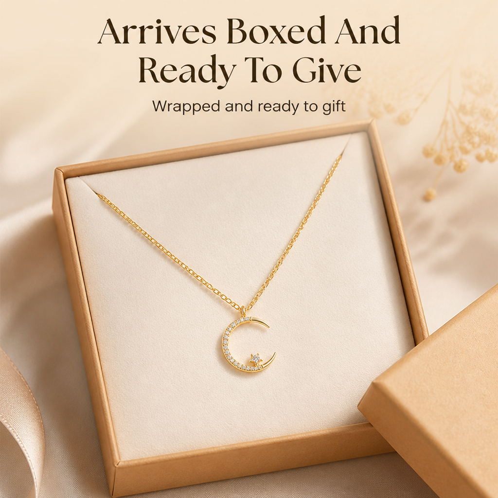 LumaLuxe™ Crescent Star Necklace — Ignite Your Inner Glow and Captivate Every Room