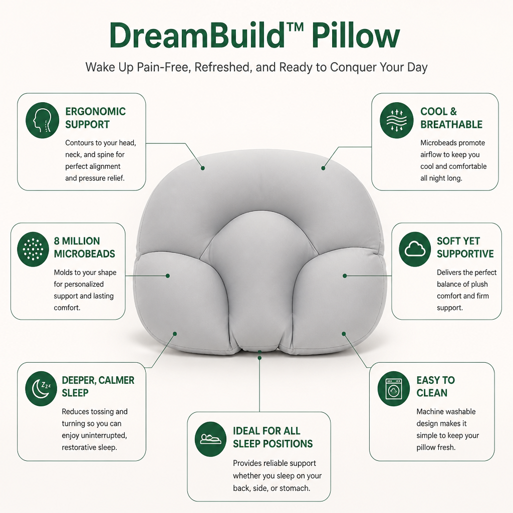 DreamBuild™ Pillow — Wake Up Pain-Free, Refreshed, and Ready to Conquer Your Day