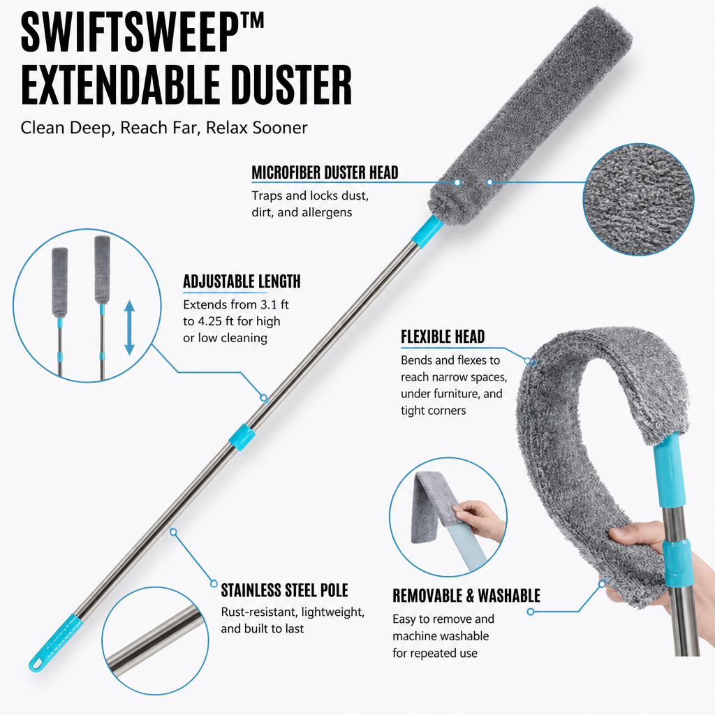 SwiftSweep™ — Clean Deep, Reach Far, Relax Sooner