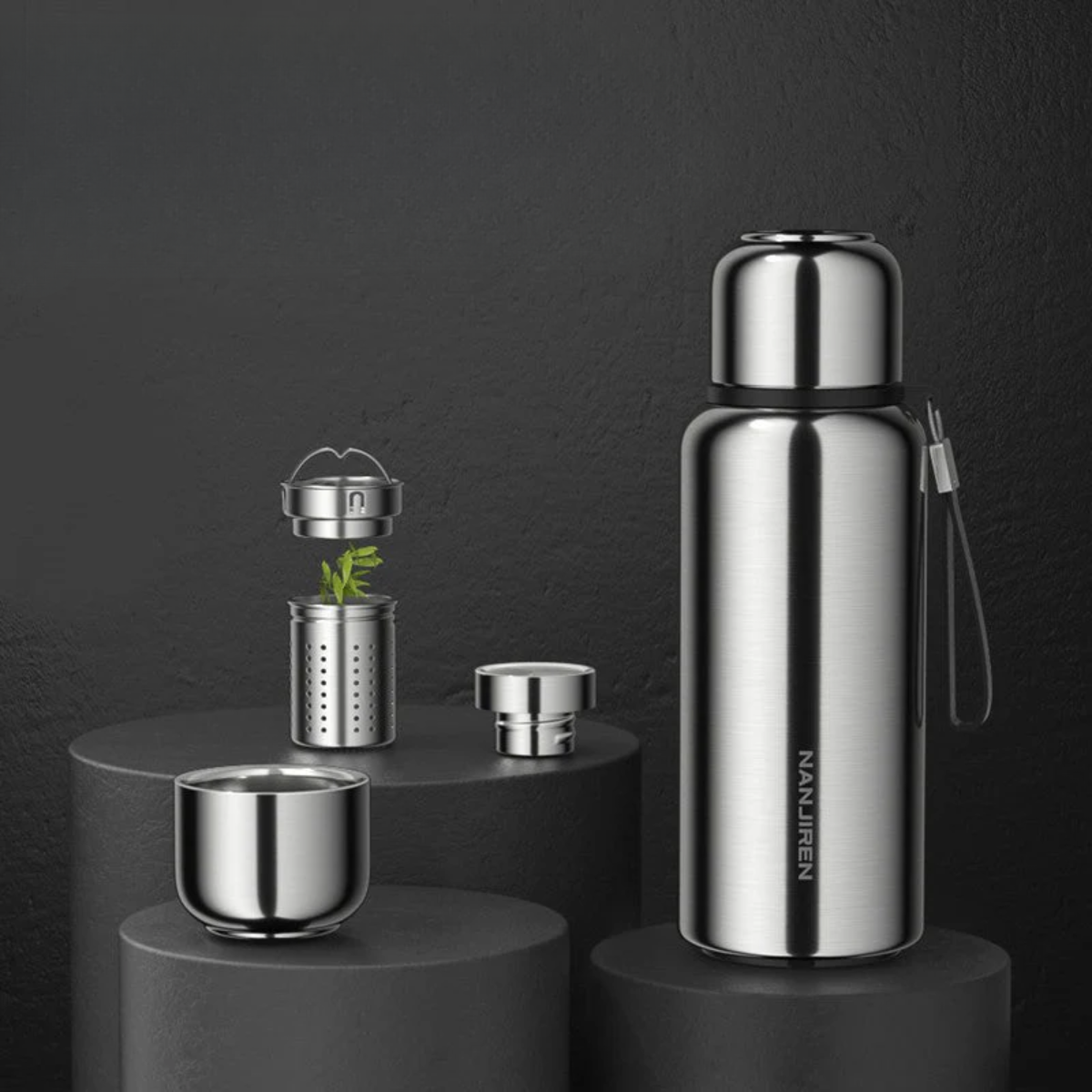Premium Insulated Travel Flask with Tea Infuser, 1000-1500ml