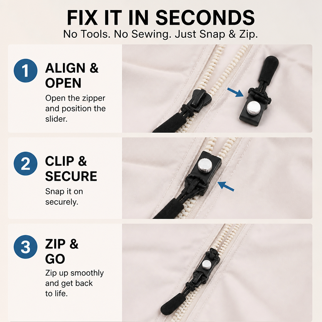 ZipMasterPro™ — Snap On Freedom and Never Fight a Jam Again