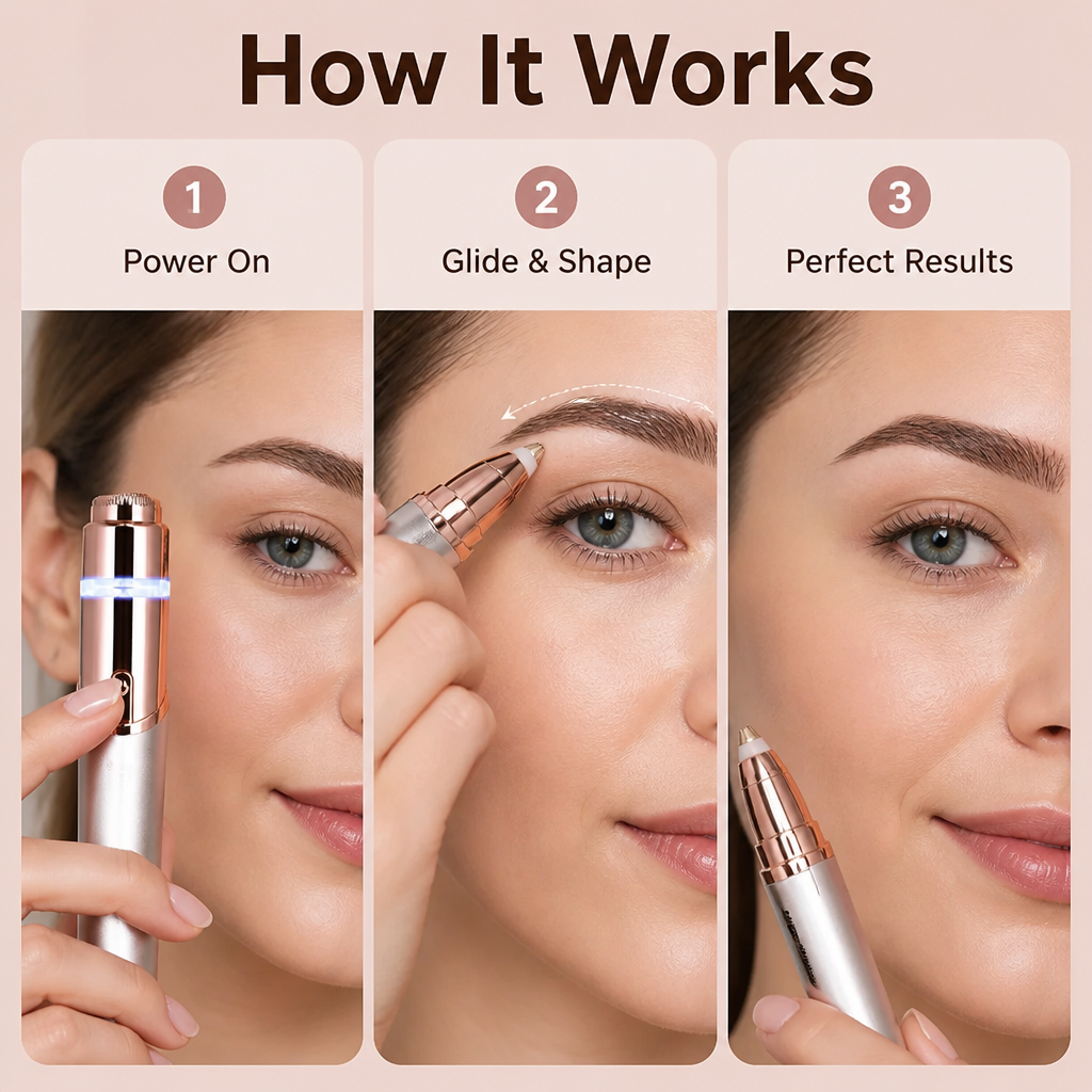 SleekLine™ 2-in-1 Brow Sculptor & Facial Hair Remover — Command Perfect Brows and Silky Smooth Skin Anytime, Anywhere