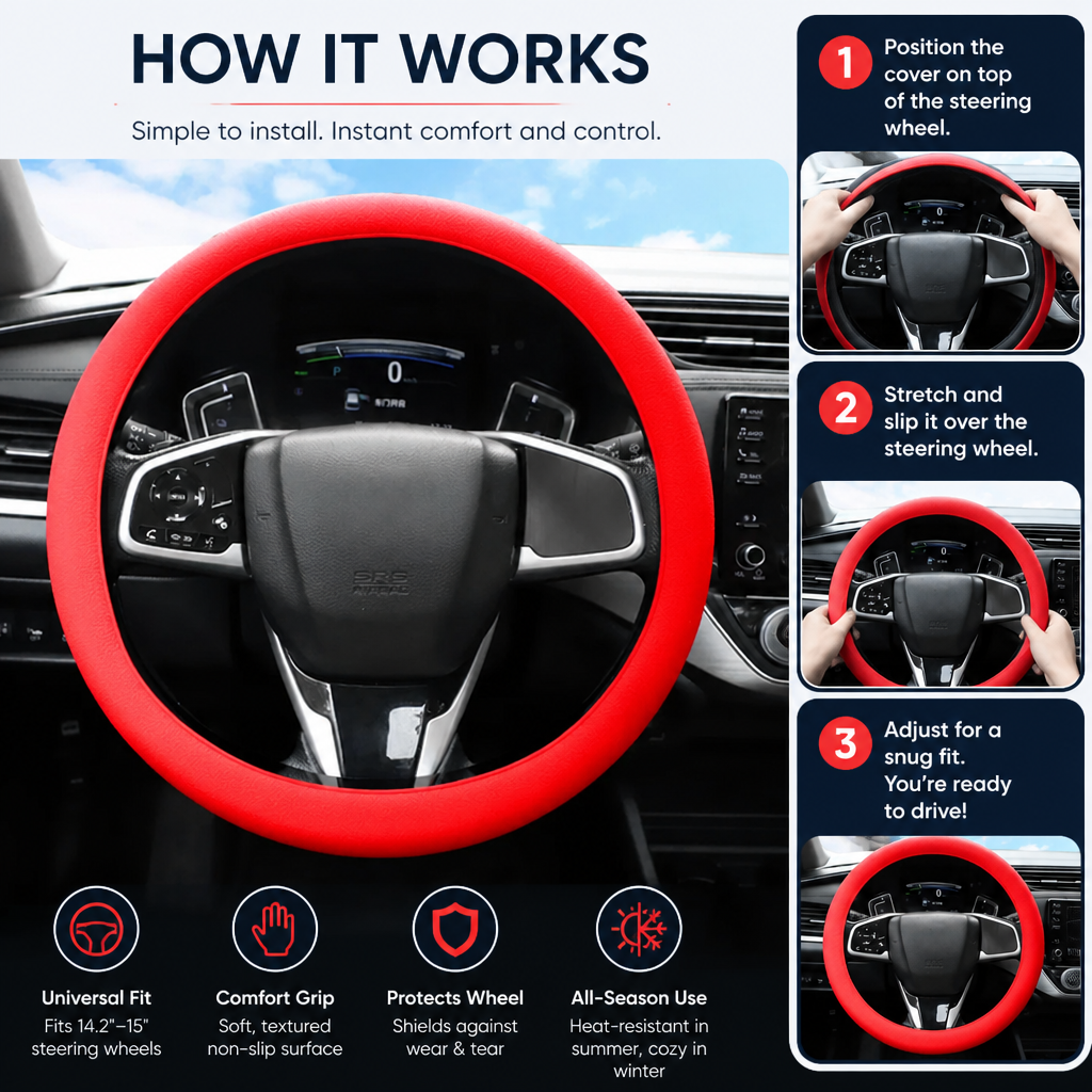 GripLux™ — Drive with Unshakable Control and Year-Round Comfort