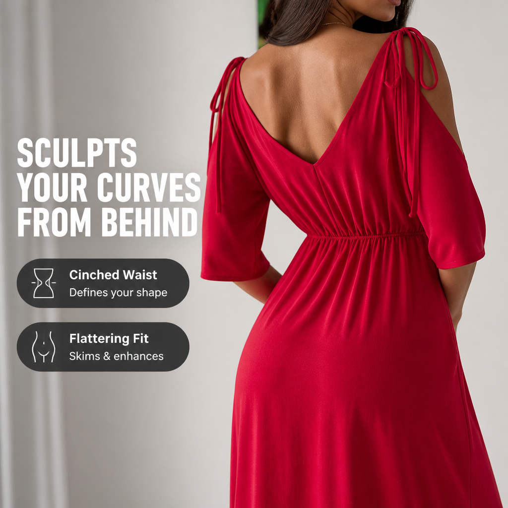 SerenAura™ V-Neck Dress — Own Every Room with Bold, Effortless Confidence
