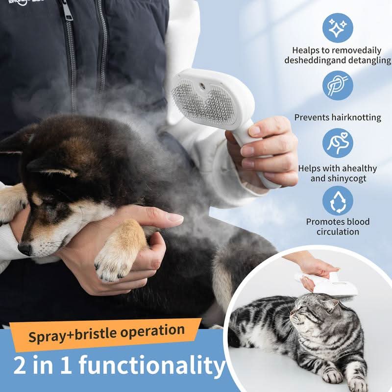 Relaxing Pet Grooming Brush with Hassle-Free Hair Removal