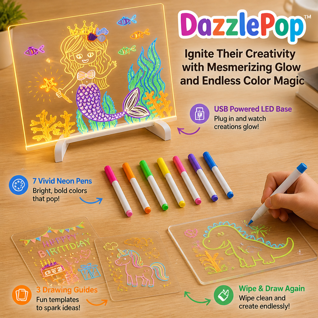 DazzlePop™ — Draw, Glow & Light Up Their Imagination Without the Mess