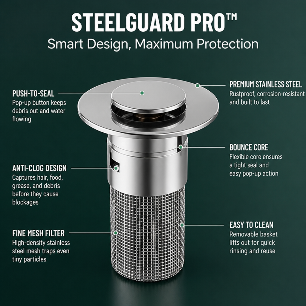 SteelGuard Pro™ — Protect Your Treasures and Keep Your Sink Flowing Effortlessly Every Day