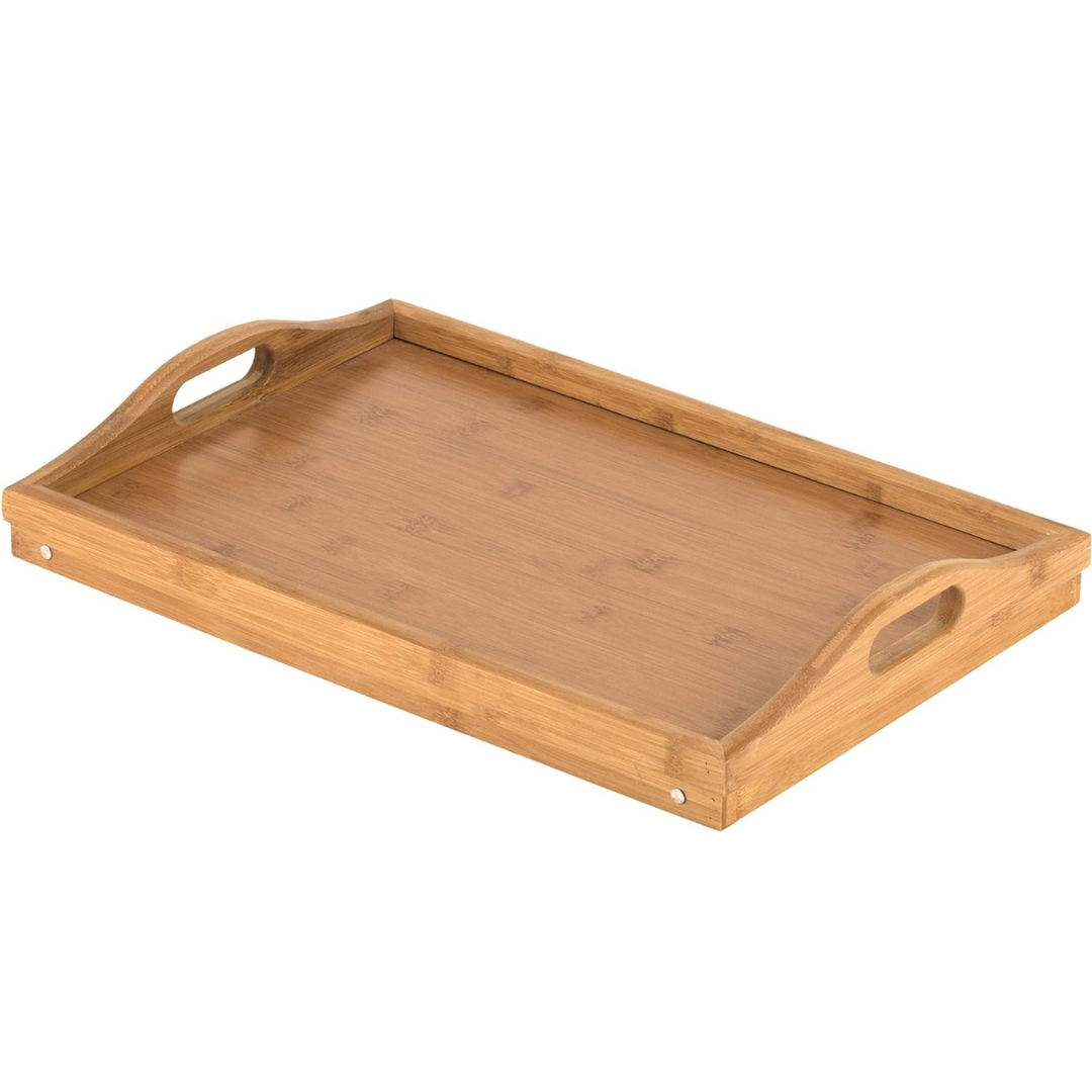 Versatile Bamboo Bed Tray with Elevated Edges